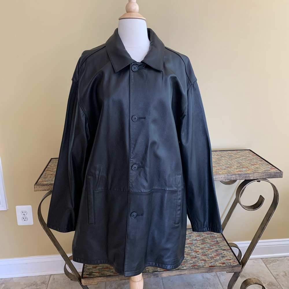 Men’s Genuine Blk Leather Reversible 3/4 Coat SZ L